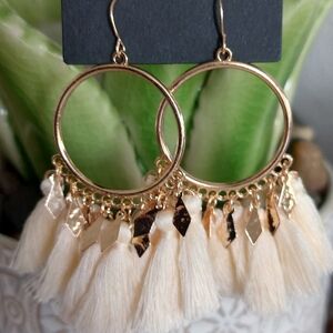 Gold Tone Boho Hippie Chic Drop Tassel Earrings Dangle Drop Fashion Earrings